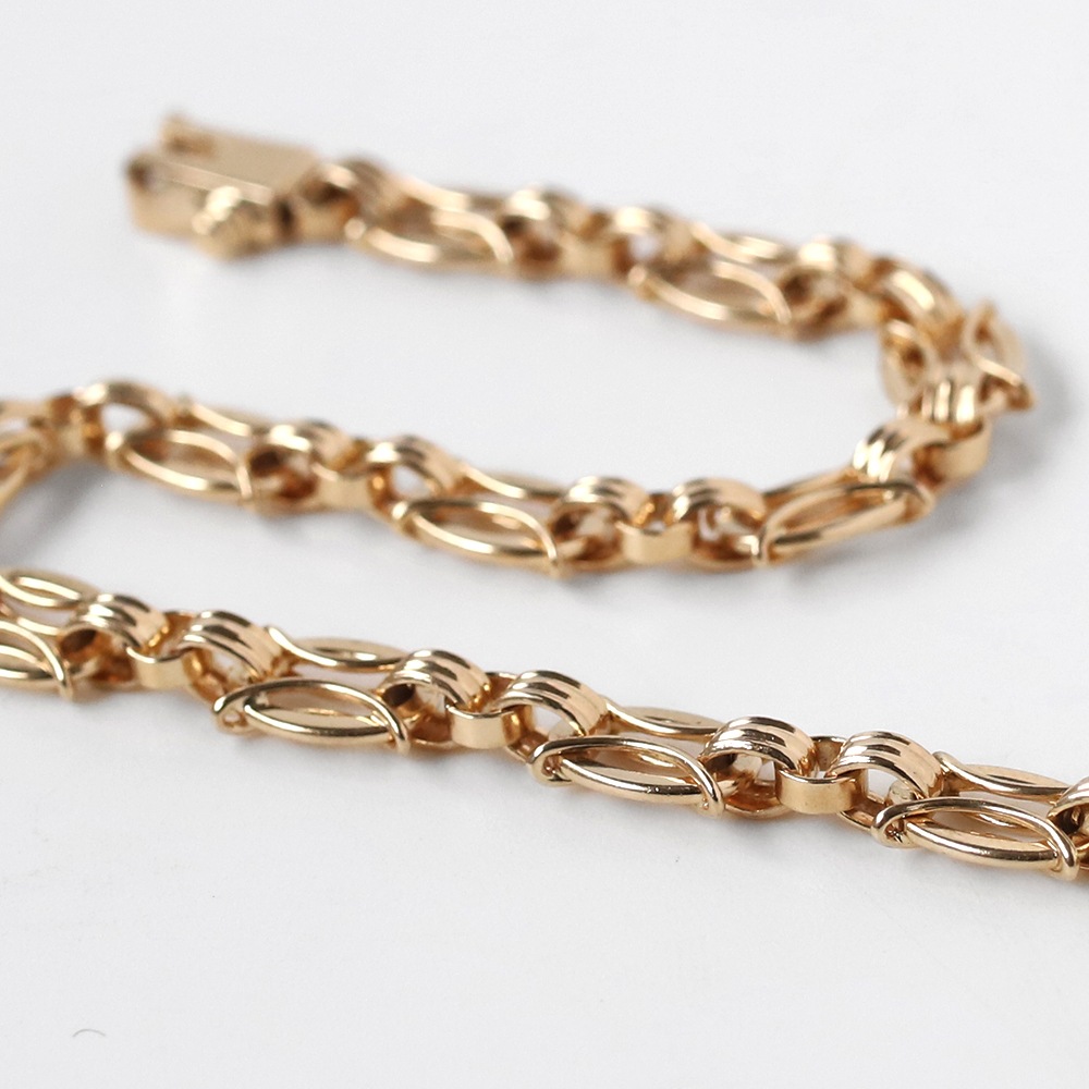 【1960s】TIFFANY&Co. 14k Gold Marquise Link Bracelet