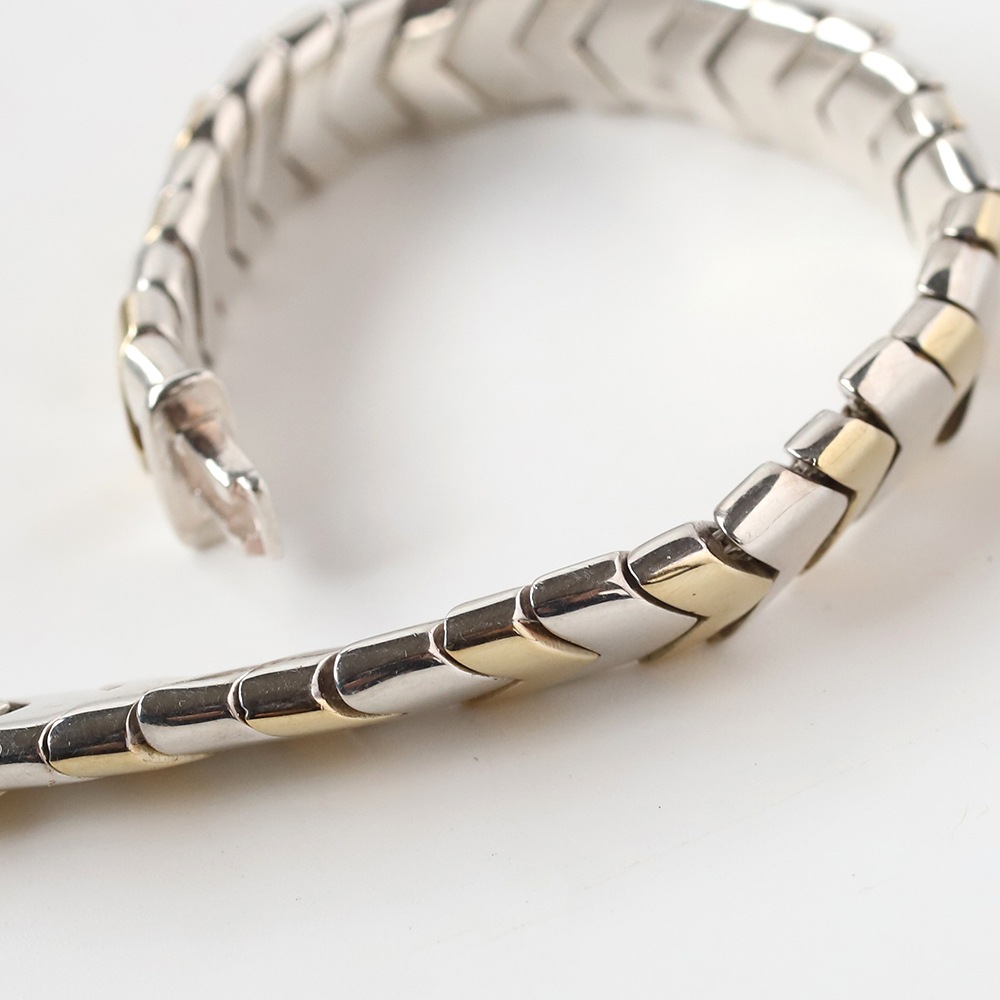 【1990s】TIFFANY&Co. Chevron Wave Bracelet 18k/925