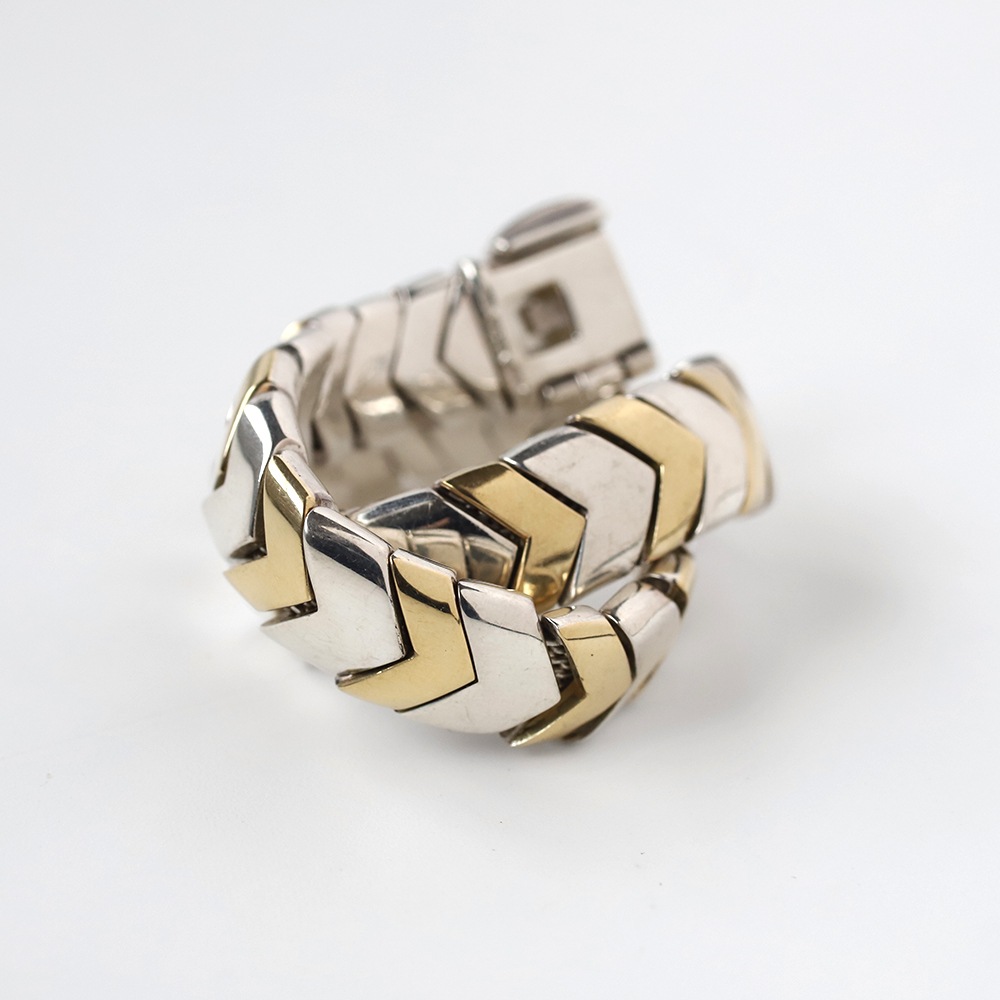 【1990s】TIFFANY&Co. Chevron Wave Bracelet 18k/925