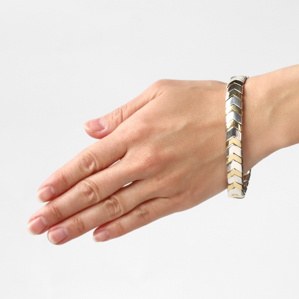 【1990s】TIFFANY&Co. Chevron Wave Bracelet 18k/925