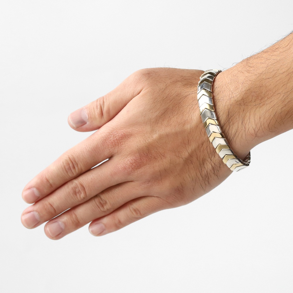 【1990s】TIFFANY&Co. Chevron Wave Bracelet 18k/925