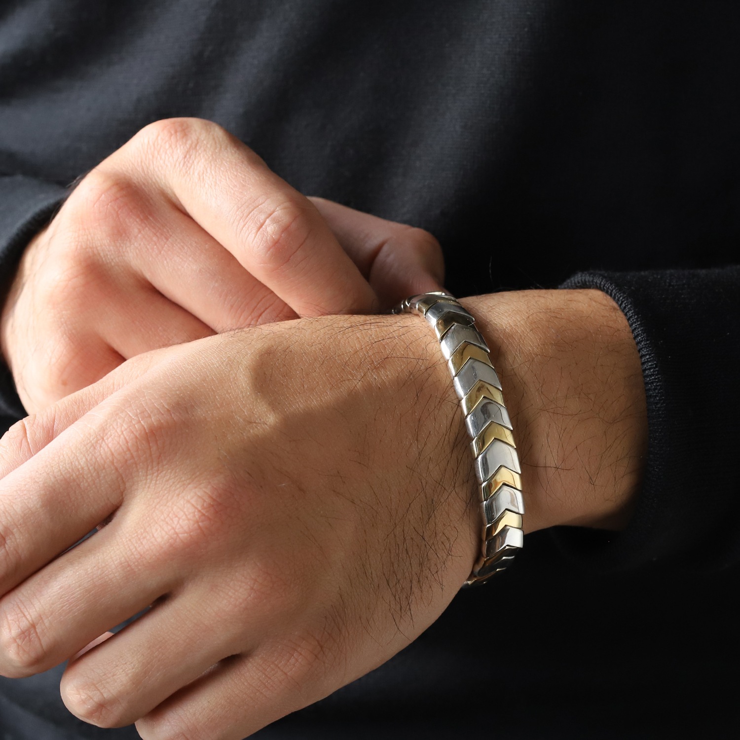 【1990s】TIFFANY&Co. Chevron Wave Bracelet 18k/925