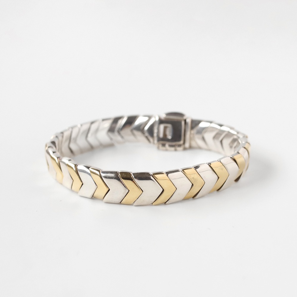 【1990s】TIFFANY&Co. Chevron Wave Bracelet 18k/925