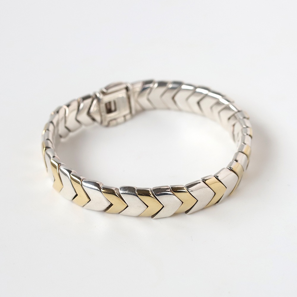 【1990s】TIFFANY&Co. Chevron Wave Bracelet 18k/925
