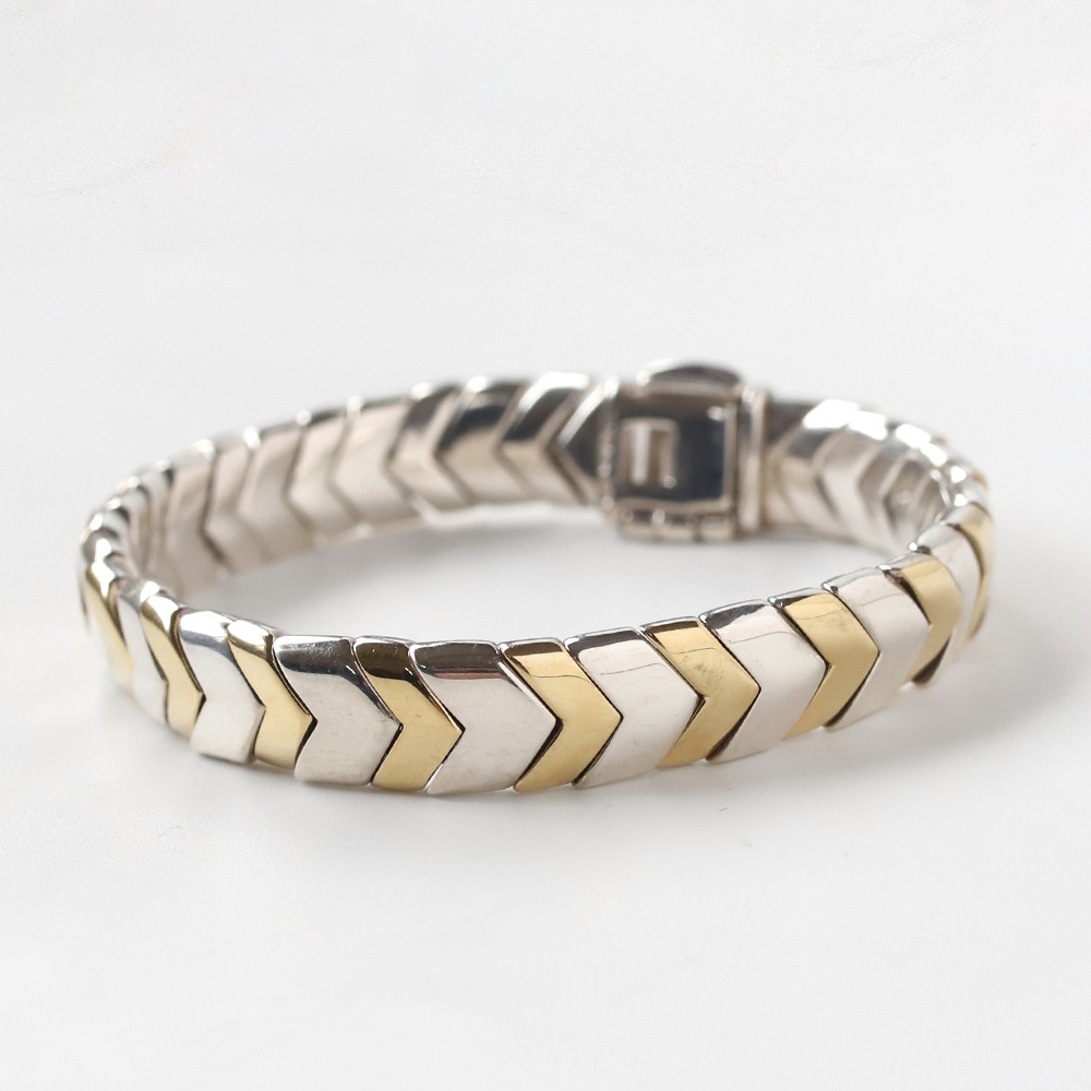 【1990s】TIFFANY&Co. Chevron Wave Bracelet 18k/925