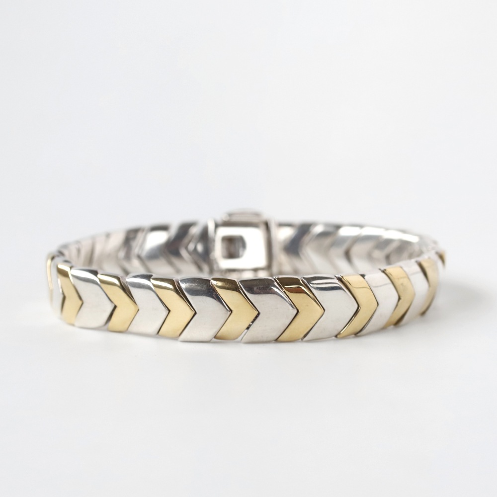 【1990s】TIFFANY&Co. Chevron Wave Bracelet 18k/925