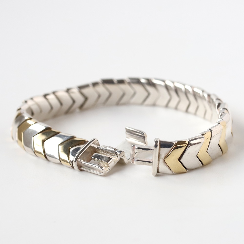 【1990s】TIFFANY&Co. Chevron Wave Bracelet 18k/925