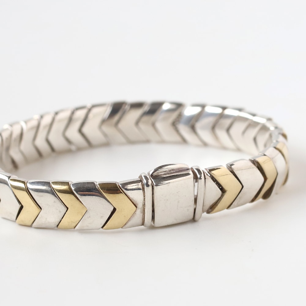 【1990s】TIFFANY&Co. Chevron Wave Bracelet 18k/925