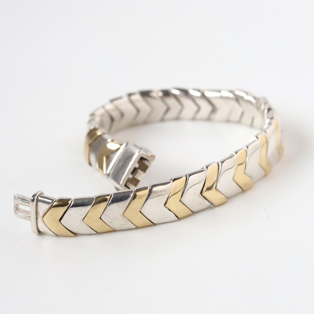 【1990s】TIFFANY&Co. Chevron Wave Bracelet 18k/925
