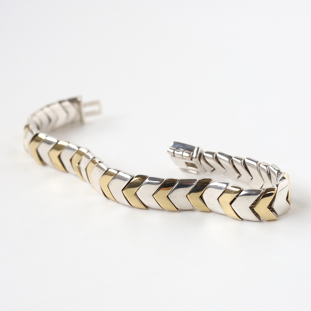 【1990s】TIFFANY&Co. Chevron Wave Bracelet 18k/925