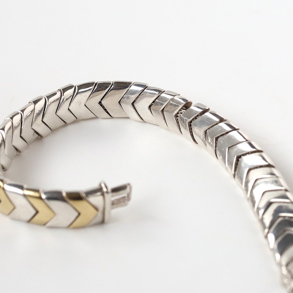 【1990s】TIFFANY&Co. Chevron Wave Bracelet 18k/925