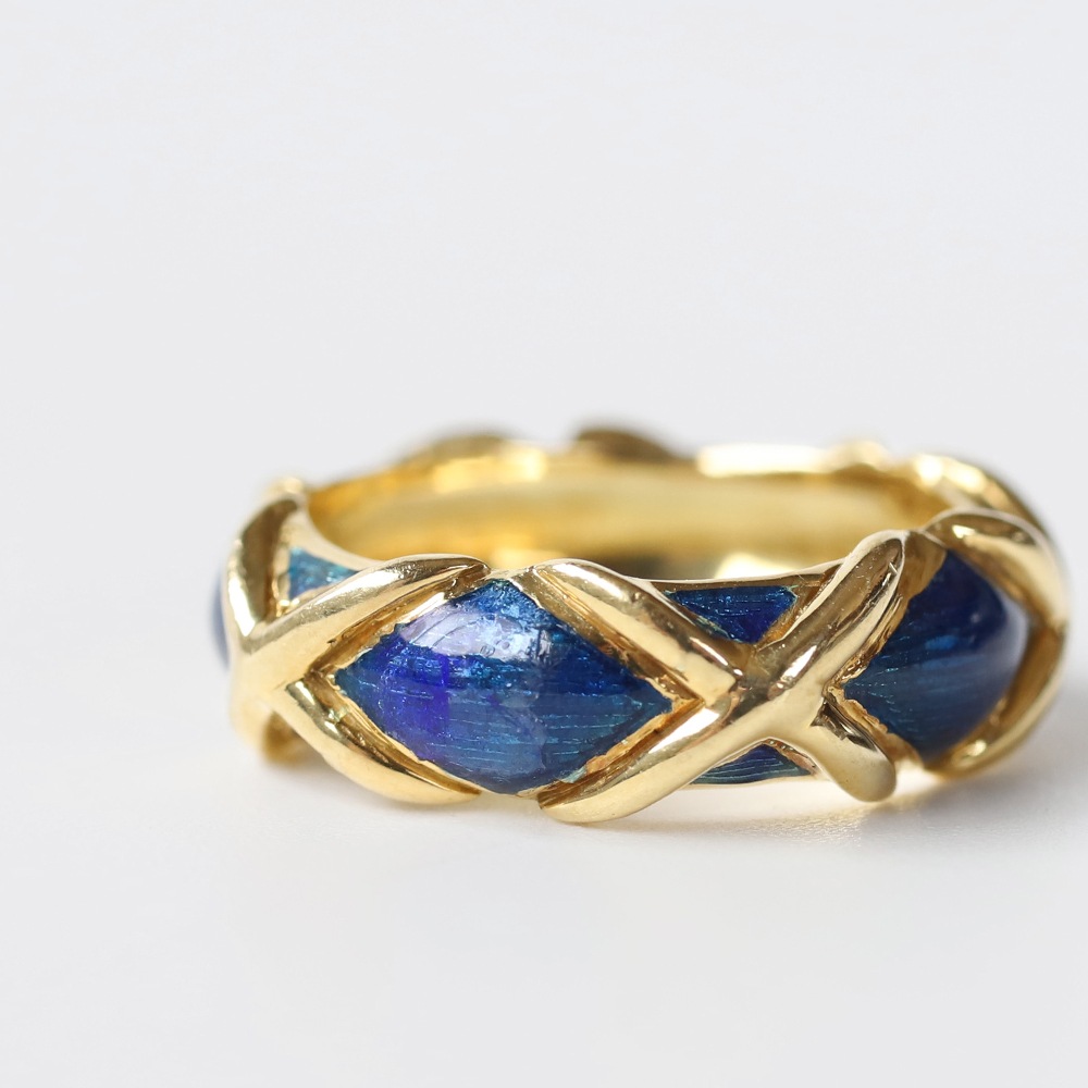 【1980s】TIFFANY&Co. 18k Gold Enamel Ring