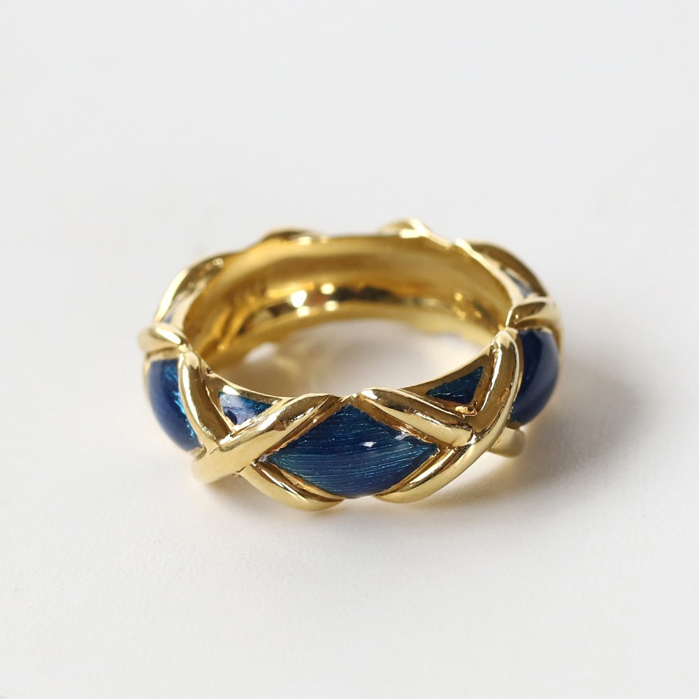 【1980s】TIFFANY&Co. 18k Gold Enamel Ring