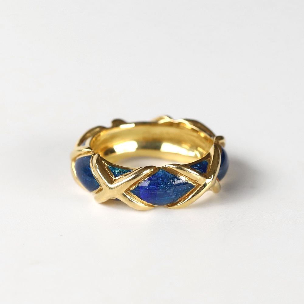 【1980s】TIFFANY&Co. 18k Gold Enamel Ring