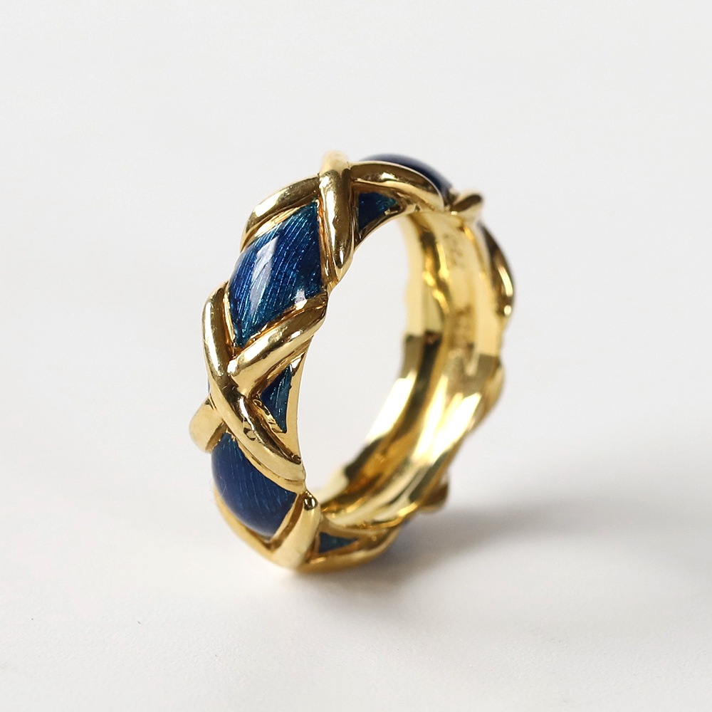 【1980s】TIFFANY&Co. 18k Gold Enamel Ring