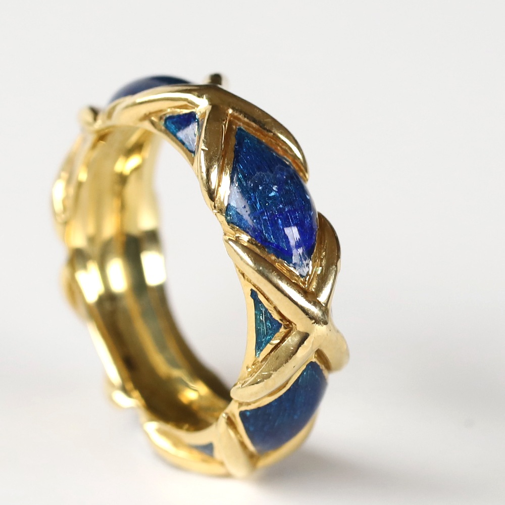 【1980s】TIFFANY&Co. 18k Gold Enamel Ring