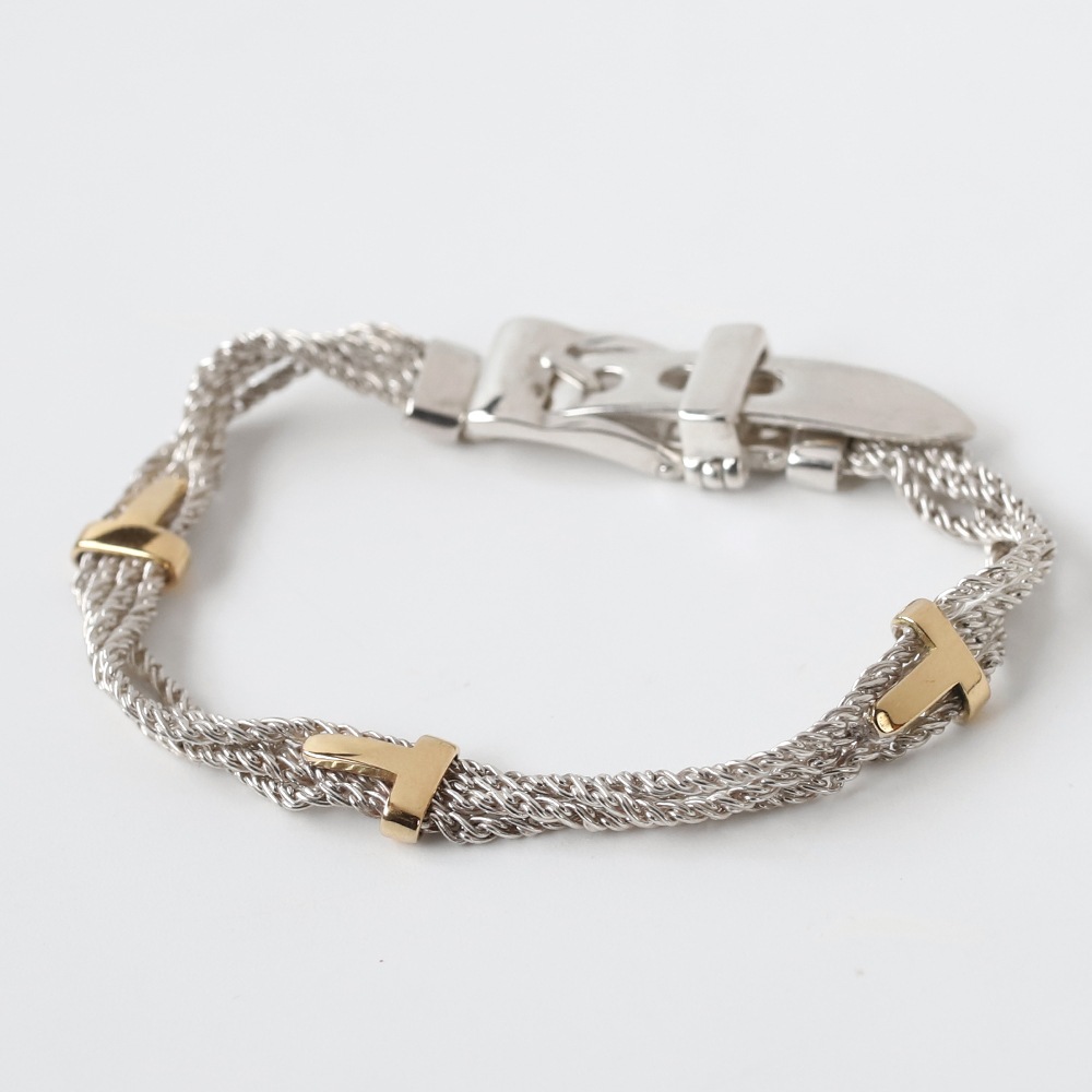 【1990s】TIFFANY&Co. Belt Buckle Bracelet 18k/925