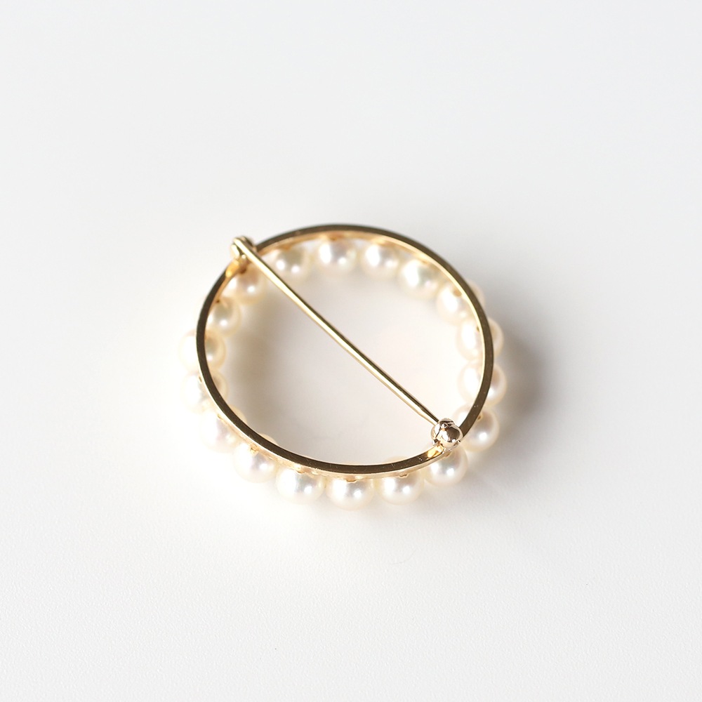 【1980s】TIFFANY&Co. 14k Gold Pearl Circular Brooch