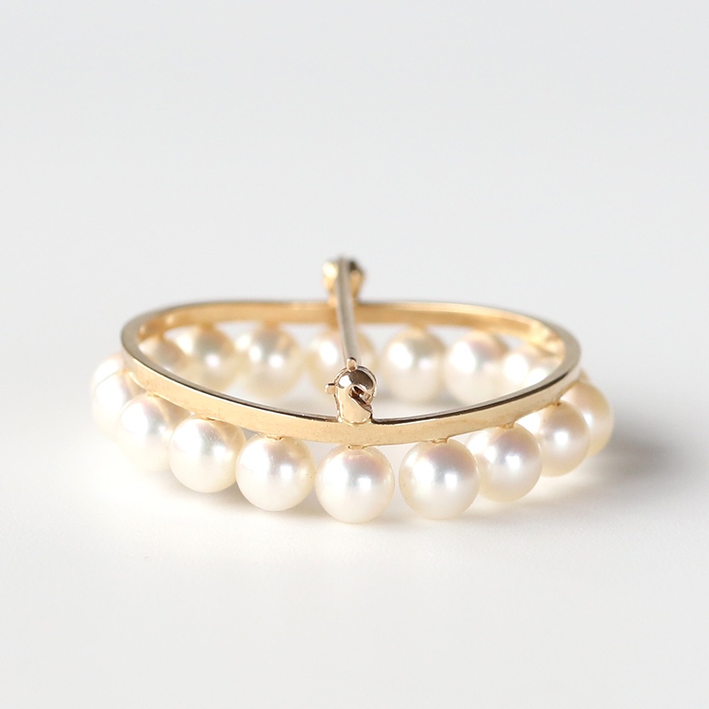 【1980s】TIFFANY&Co. 14k Gold Pearl Circular Brooch