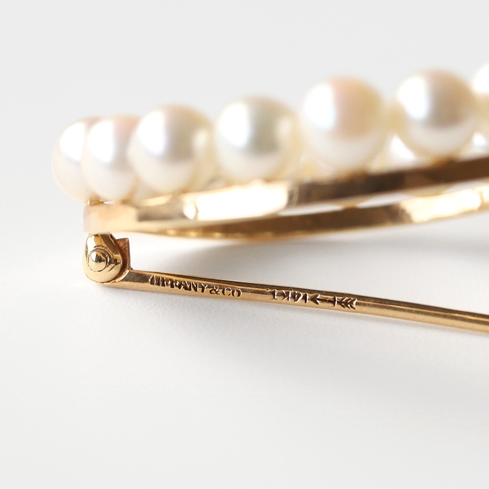 【1980s】TIFFANY&Co. 14k Gold Pearl Circular Brooch