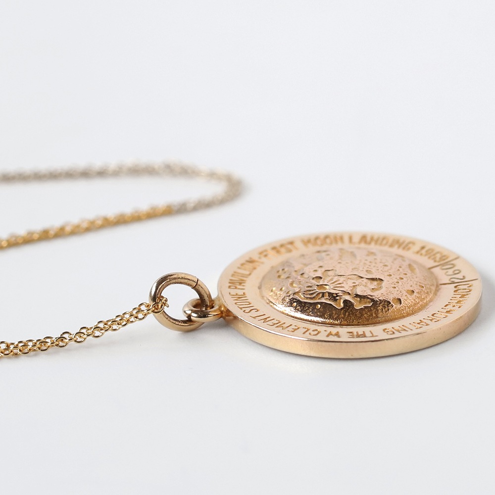 【1969】TIFFANY&Co. 14k Gold First Moon Landing Pendant Necklace 