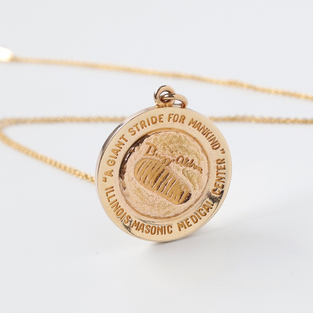 【1969】TIFFANY&Co. 14k Gold First Moon Landing Pendant Necklace 