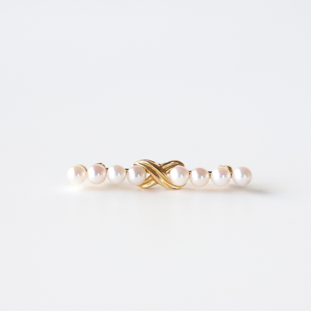 【VINTAGE】TIFFANY&Co. 18k Gold Pearl Signature Brooch