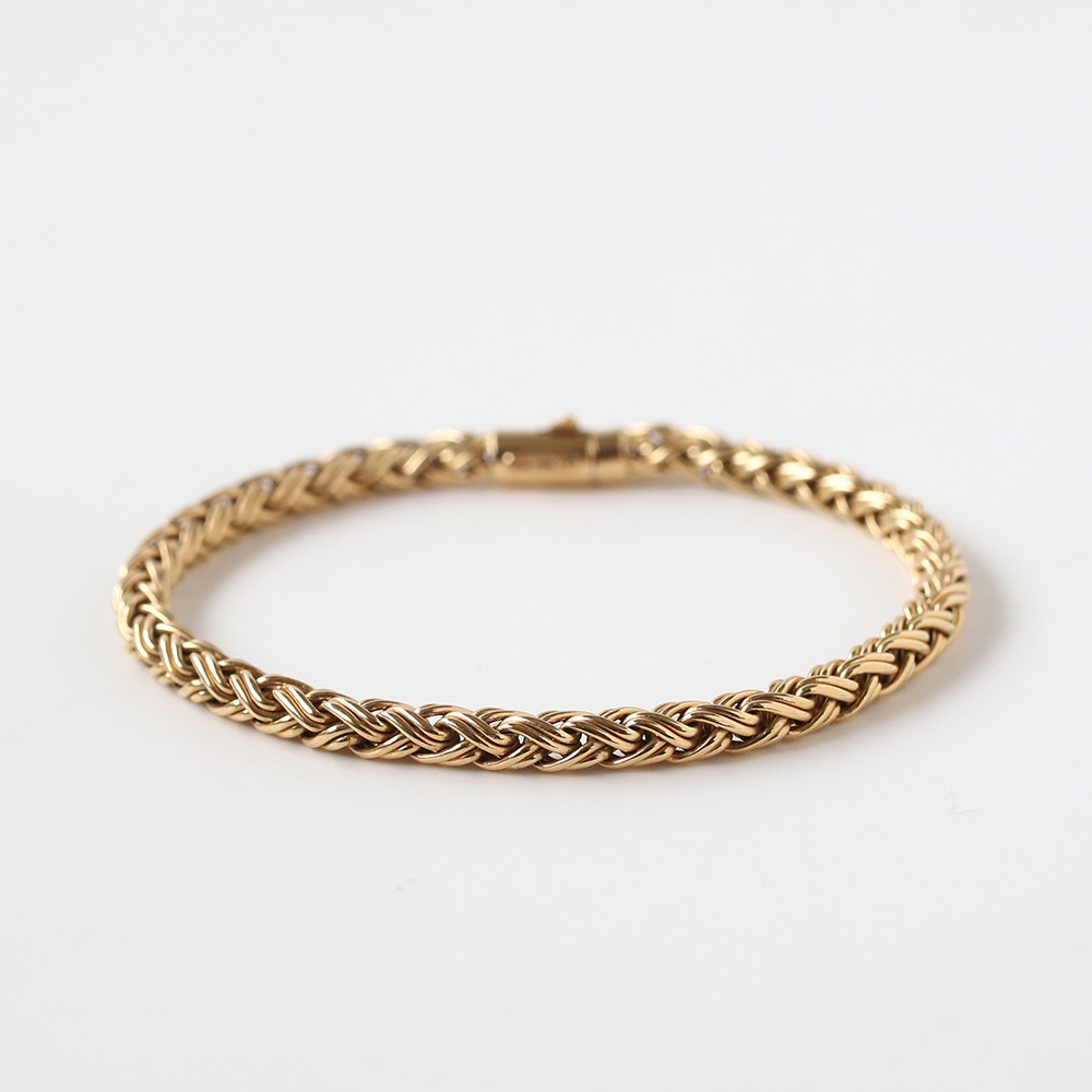 【1980s】TIFFANY&Co. 14k Gold Braid Chain Bracelet