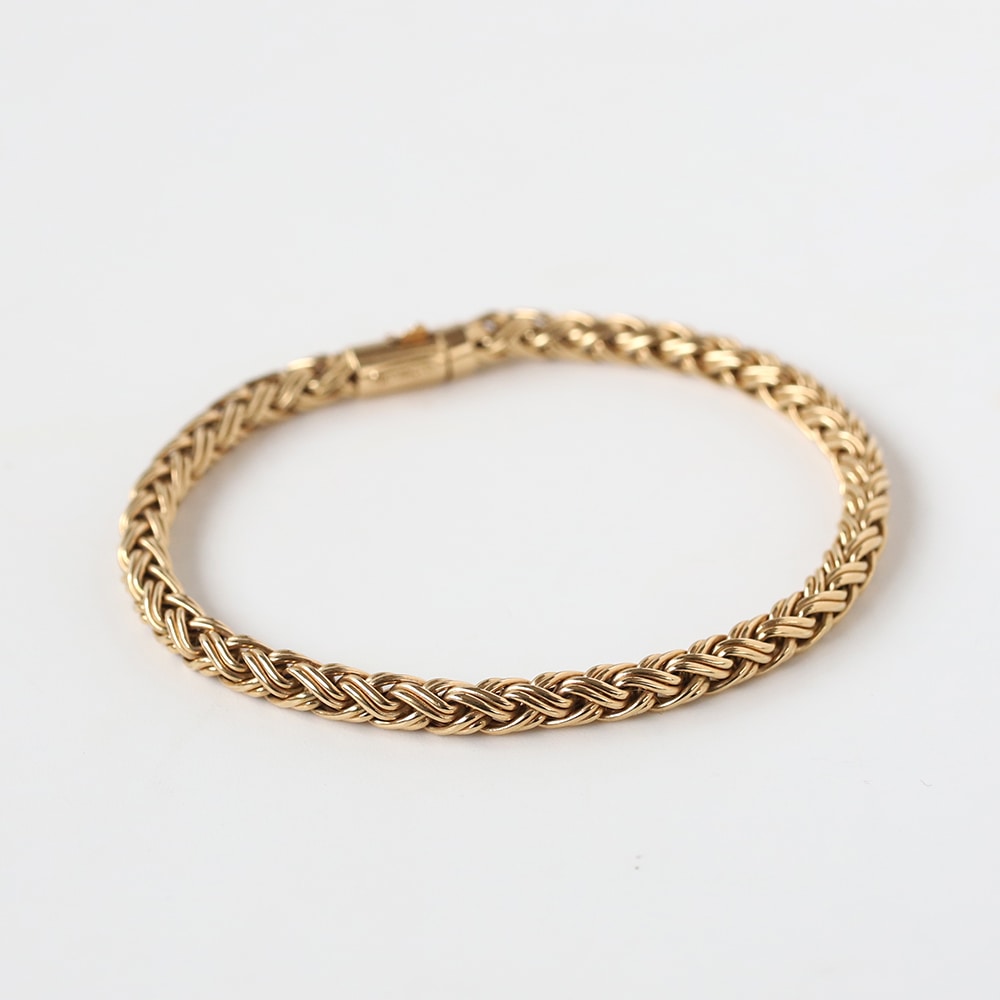【1980s】TIFFANY&Co. 14k Gold Braid Chain Bracelet