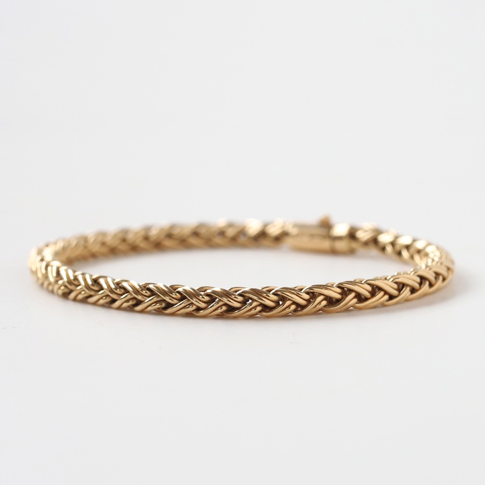 【1980s】TIFFANY&Co. 14k Gold Braid Chain Bracelet