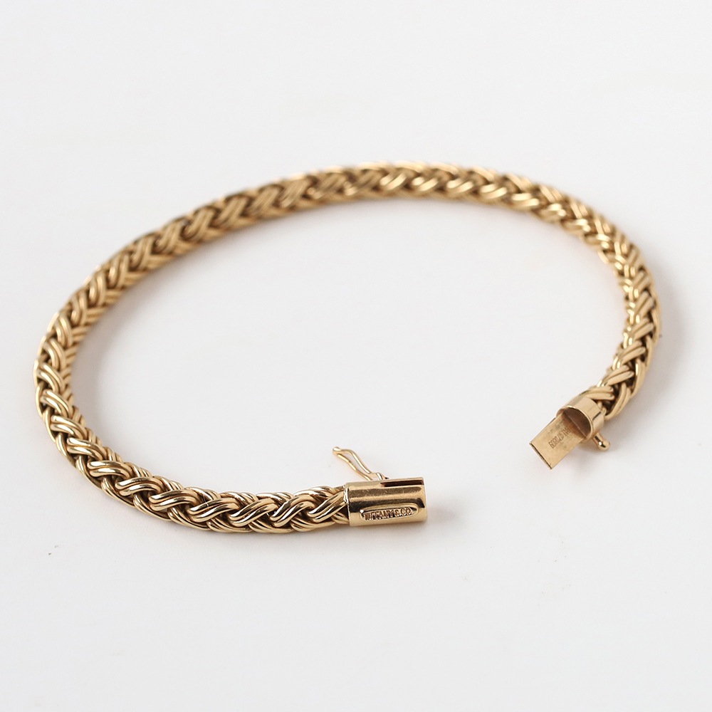 【1980s】TIFFANY&Co. 14k Gold Braid Chain Bracelet
