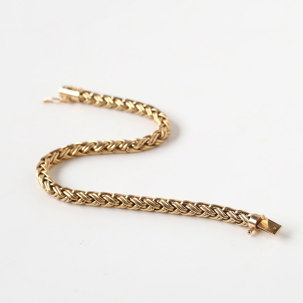 【1980s】TIFFANY&Co. 14k Gold Braid Chain Bracelet