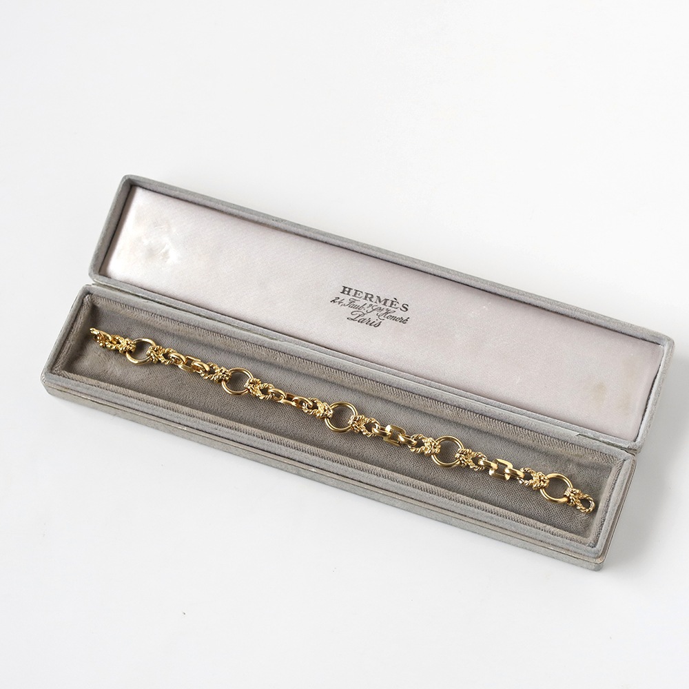 【1960s】HERMES Douarnenez Bracelet 18k Gold