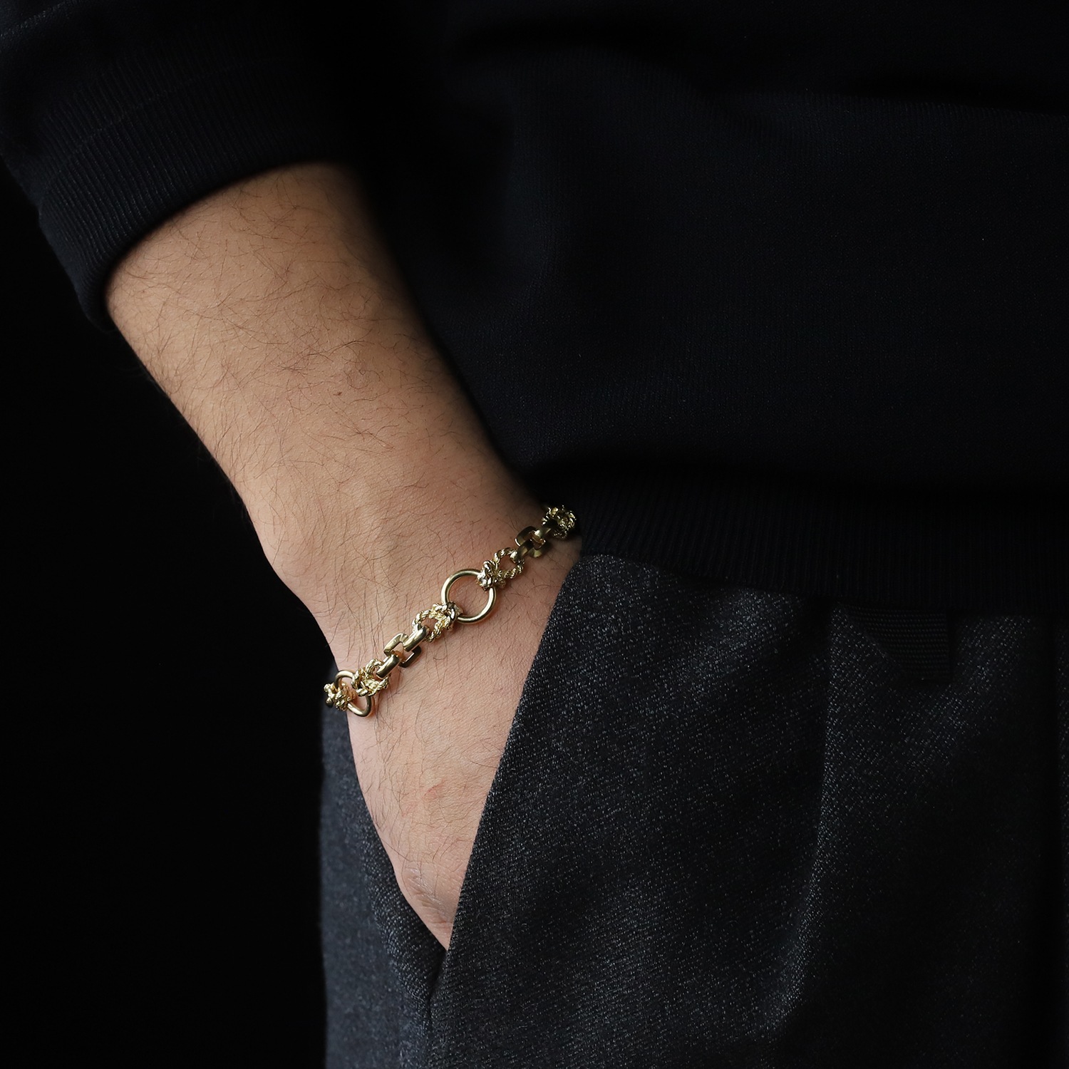 【1960s】HERMES Douarnenez Bracelet 18k Gold