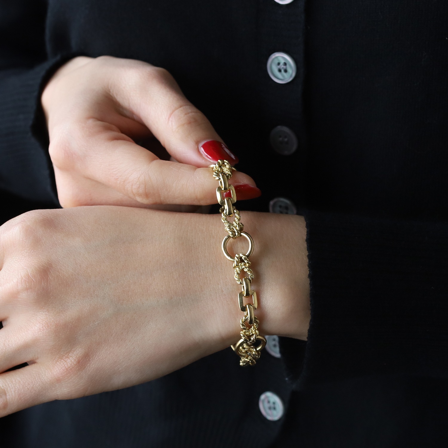 【1960s】HERMES Douarnenez Bracelet 18k Gold
