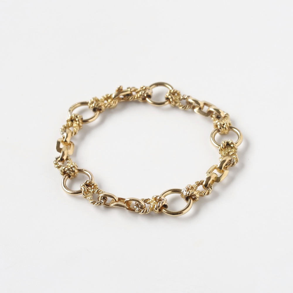 【1960s】HERMES Douarnenez Bracelet 18k Gold