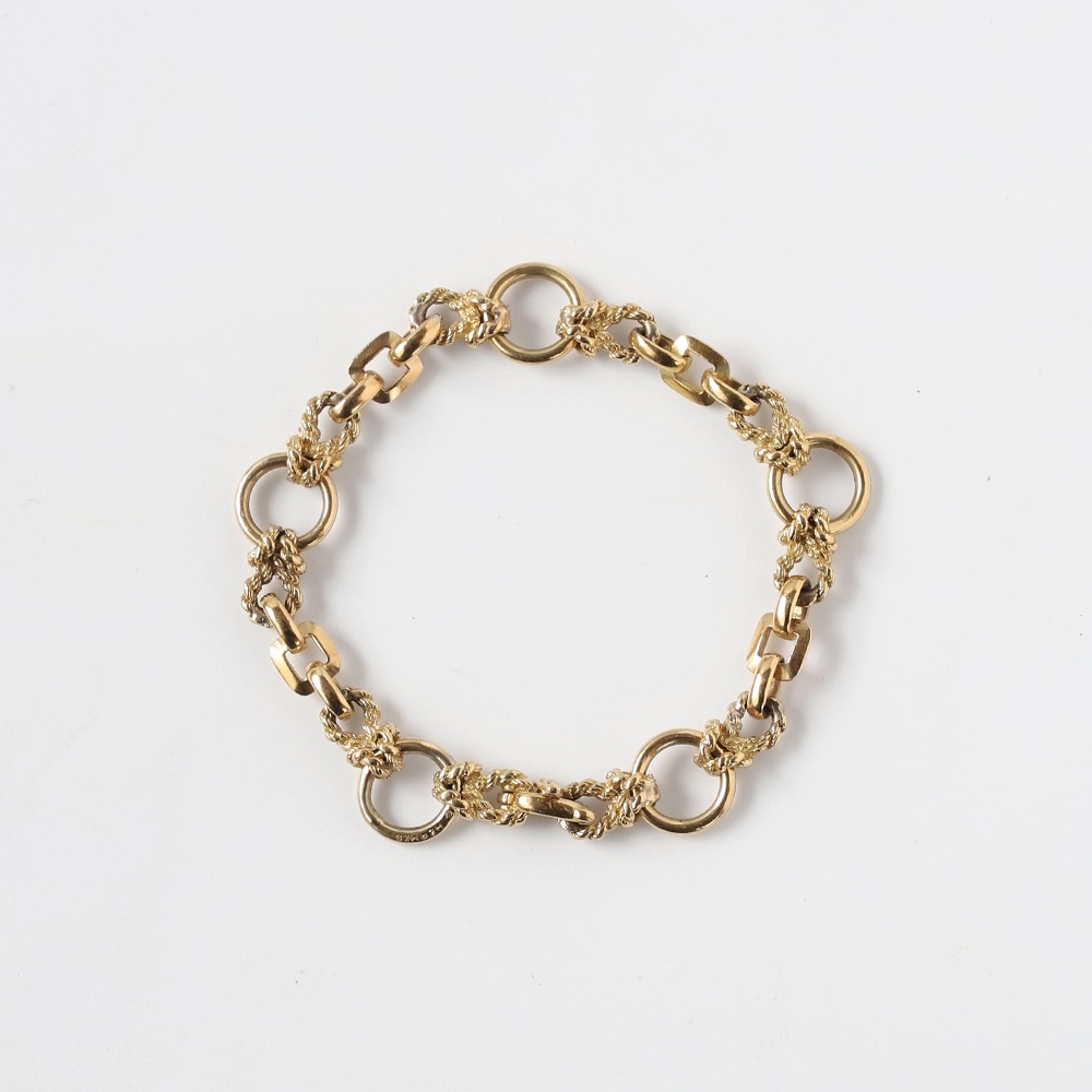 【1960s】HERMES Douarnenez Bracelet 18k Gold
