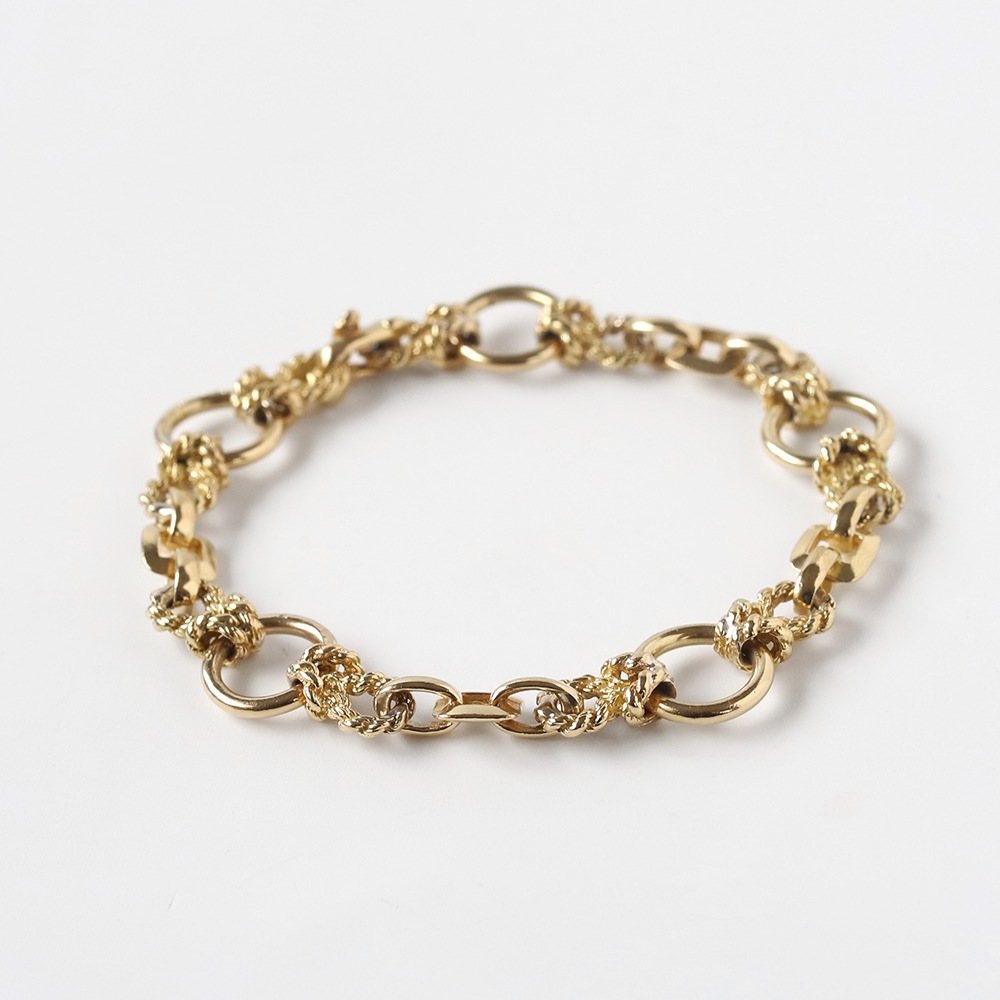 【1960s】HERMES Douarnenez Bracelet 18k Gold