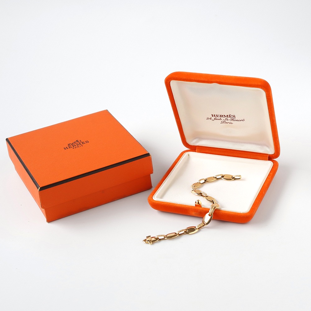 【1980s】HERMES Suroit Bracelet 18k Gold