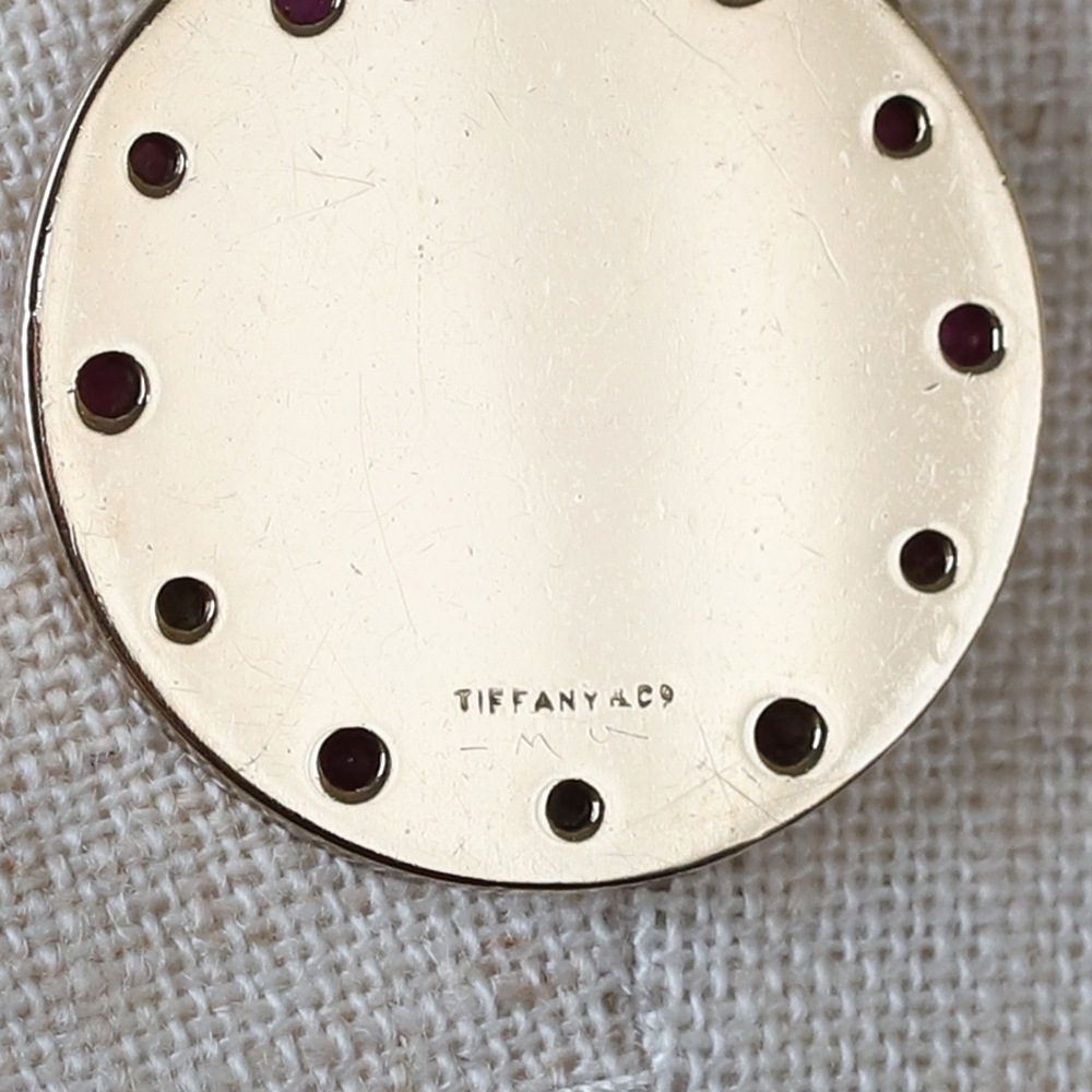 【VINTAGE】TIFFANY&Co. 14K Gold St.Christopher Medal Charm Necklace with Ruby