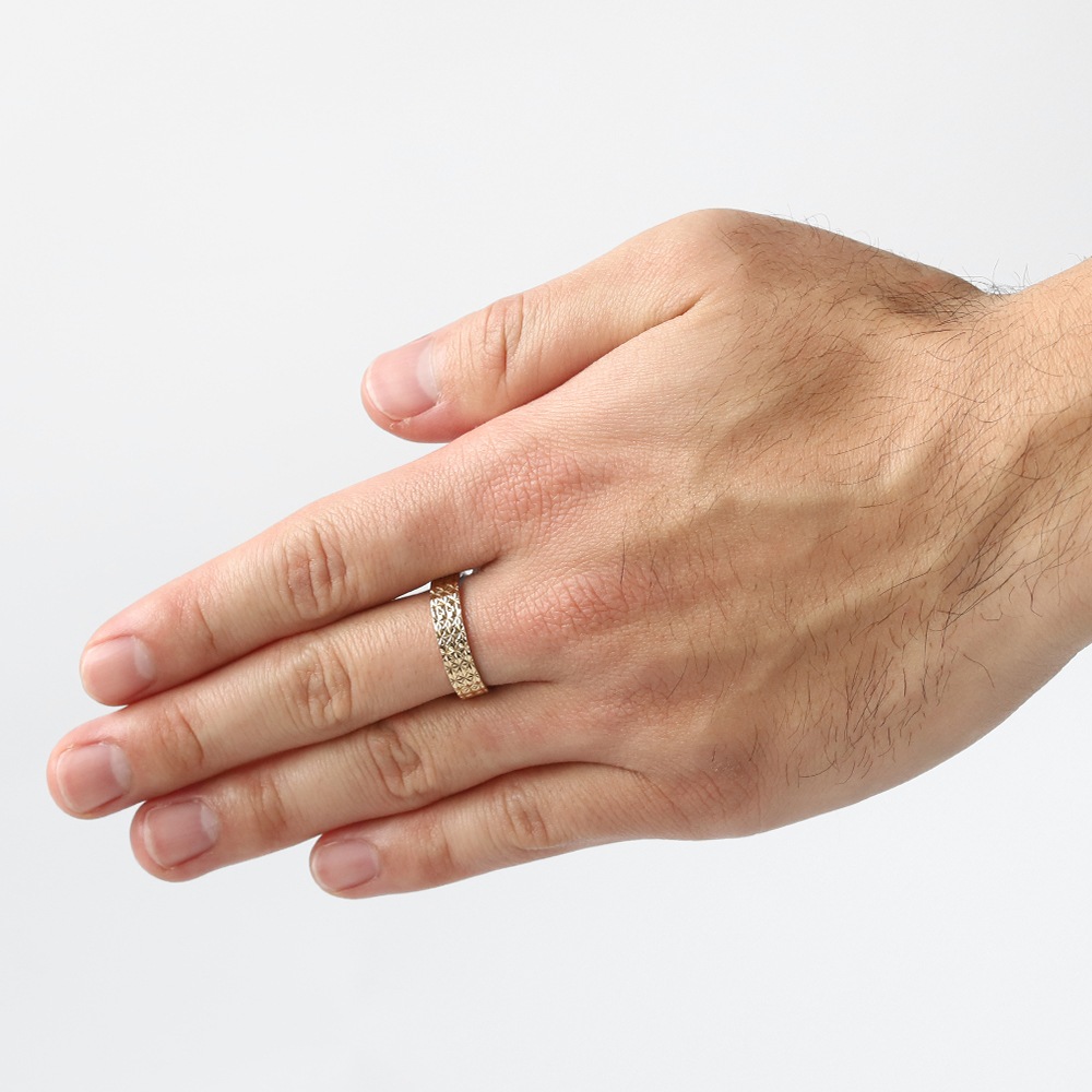 【1977】Sheffield 9k Gold Carved Band Ring