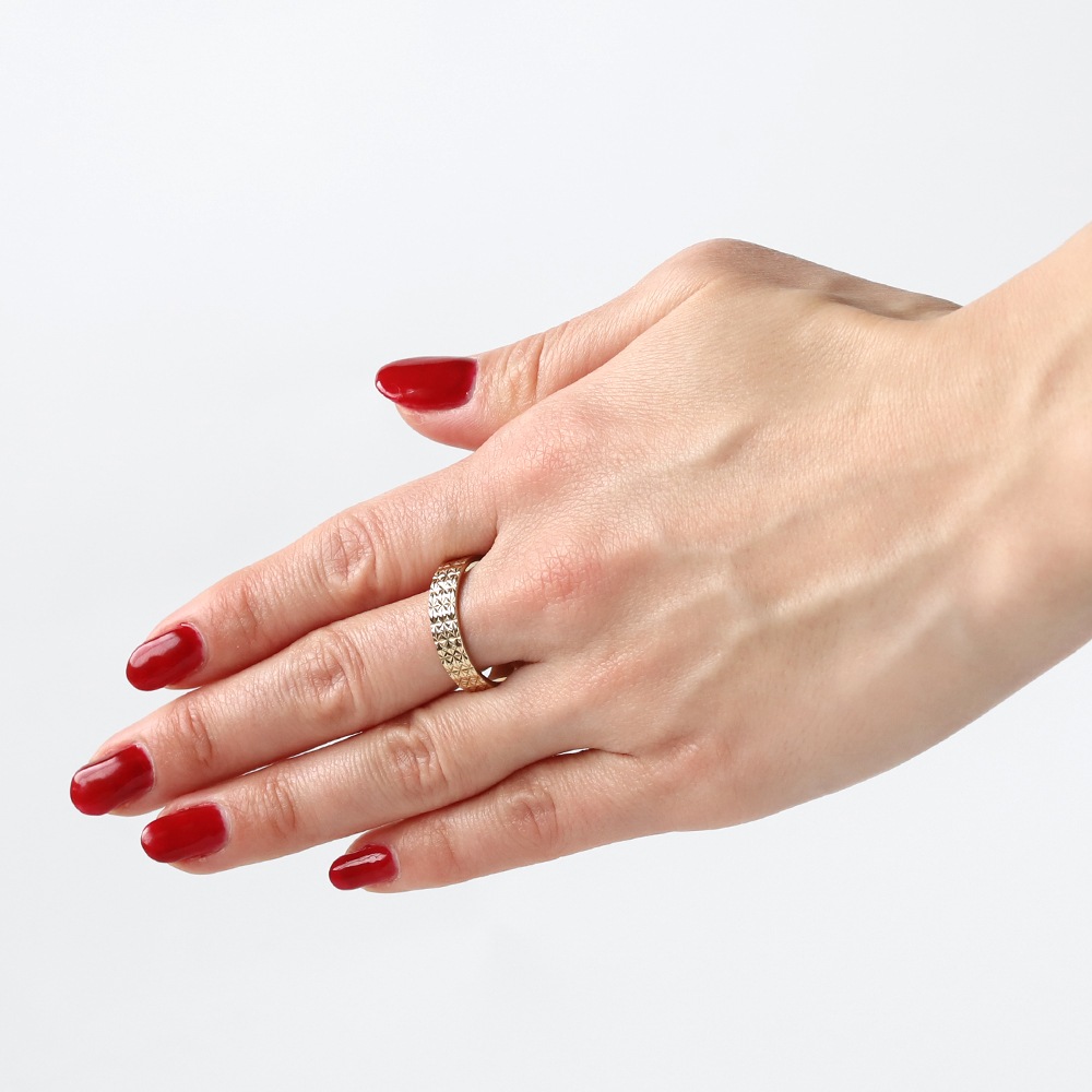 【1977】Sheffield 9k Gold Carved Band Ring