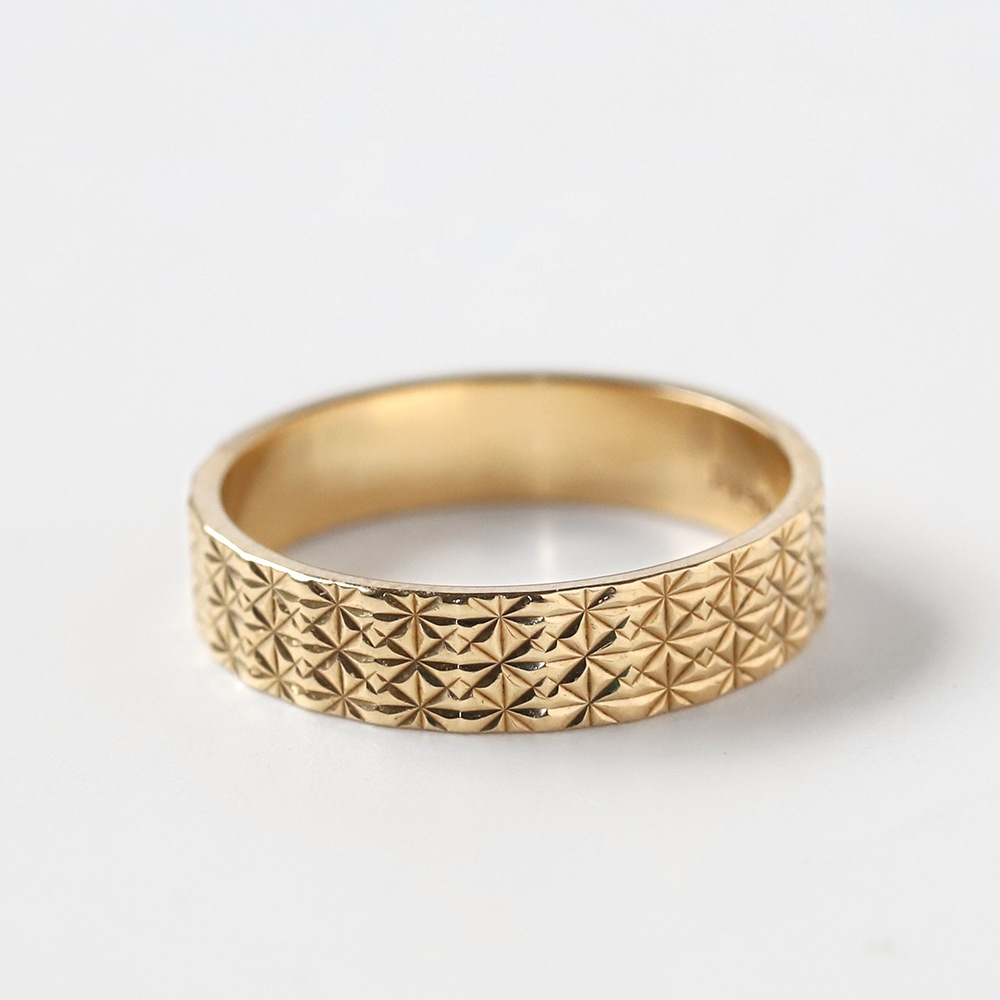 【1977】Sheffield 9k Gold Carved Band Ring