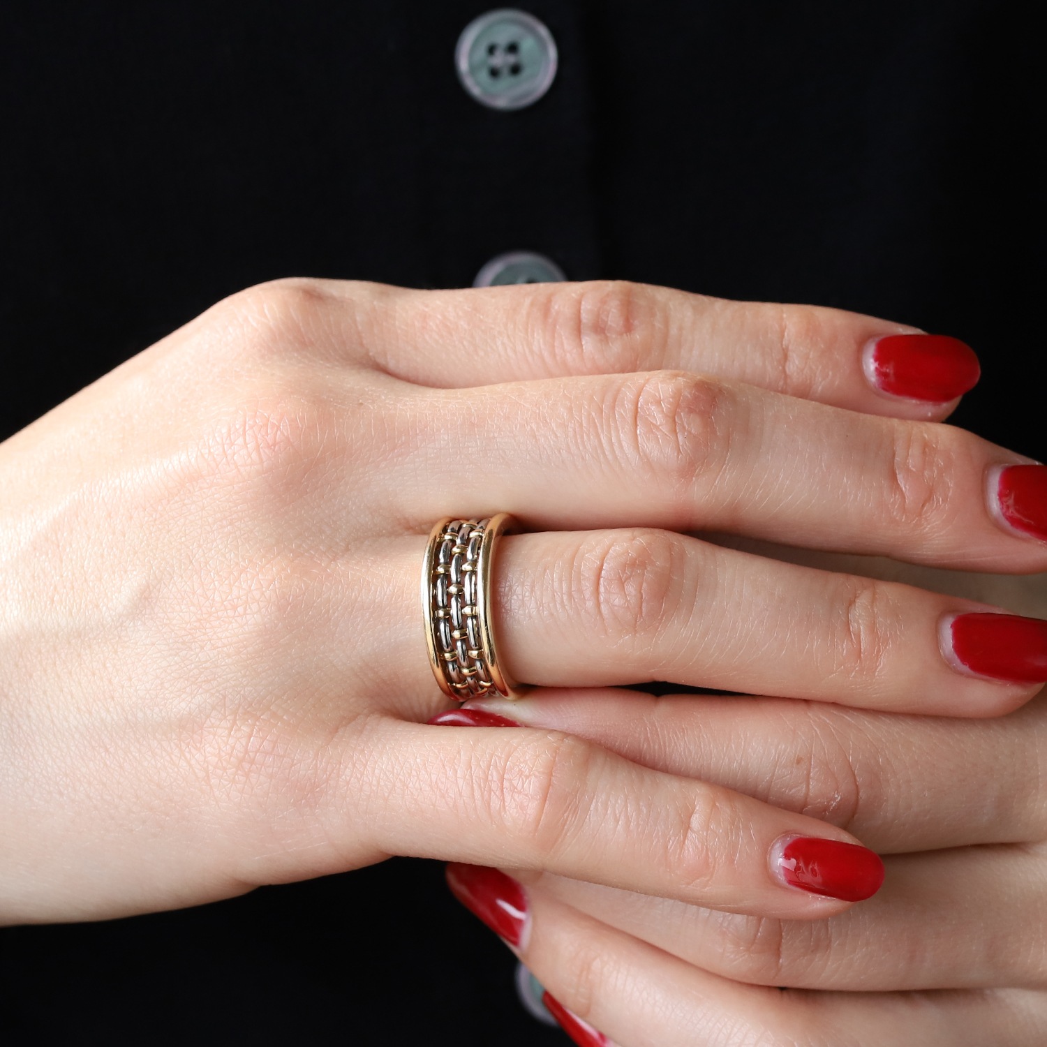 【VINTAGE】Cartier Basket Ring 18k YG/WG