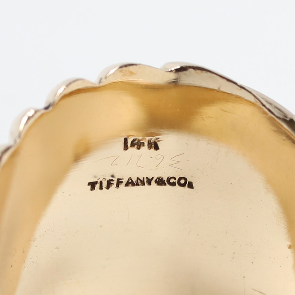 【VINTAGE】TIFFANY&Co. 14k Gold Ribbed Signet Ring