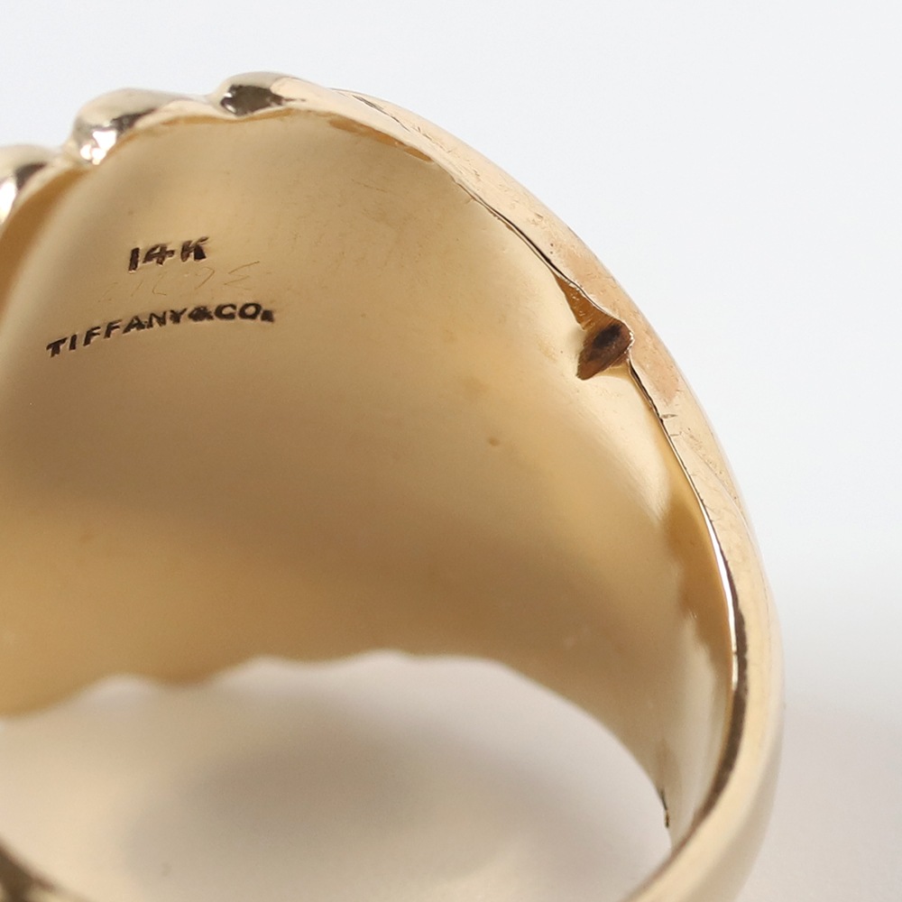 【VINTAGE】TIFFANY&Co. 14k Gold Ribbed Signet Ring