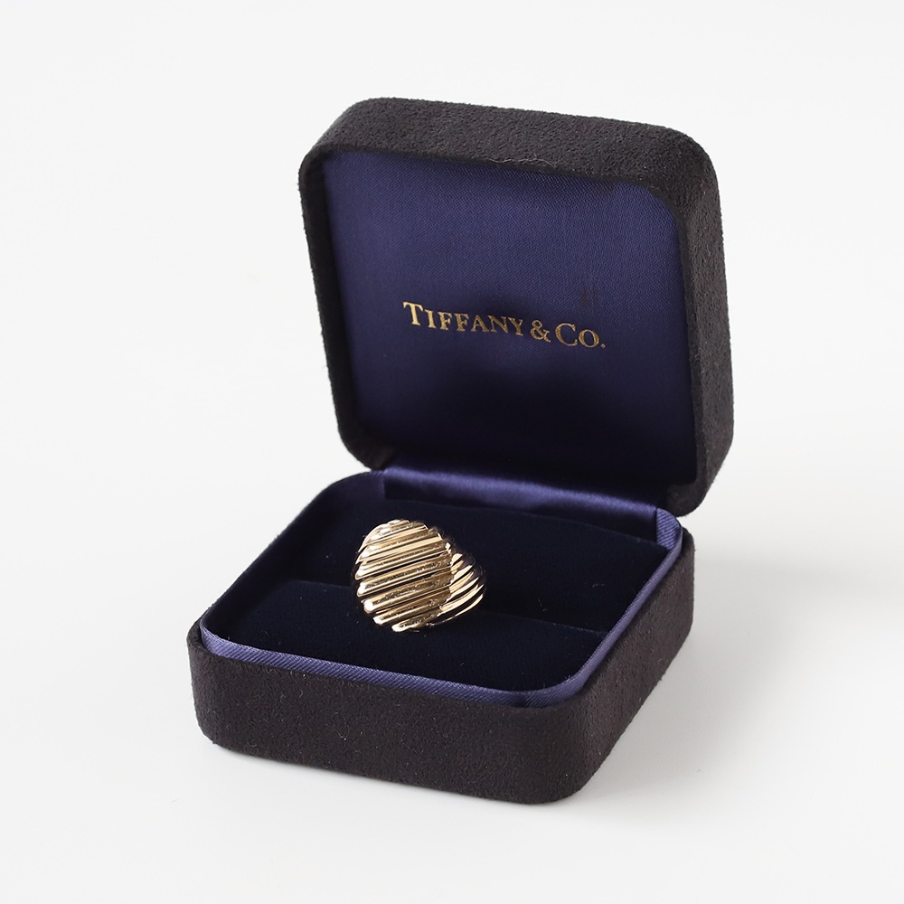 【VINTAGE】TIFFANY&Co. 14k Gold Ribbed Signet Ring