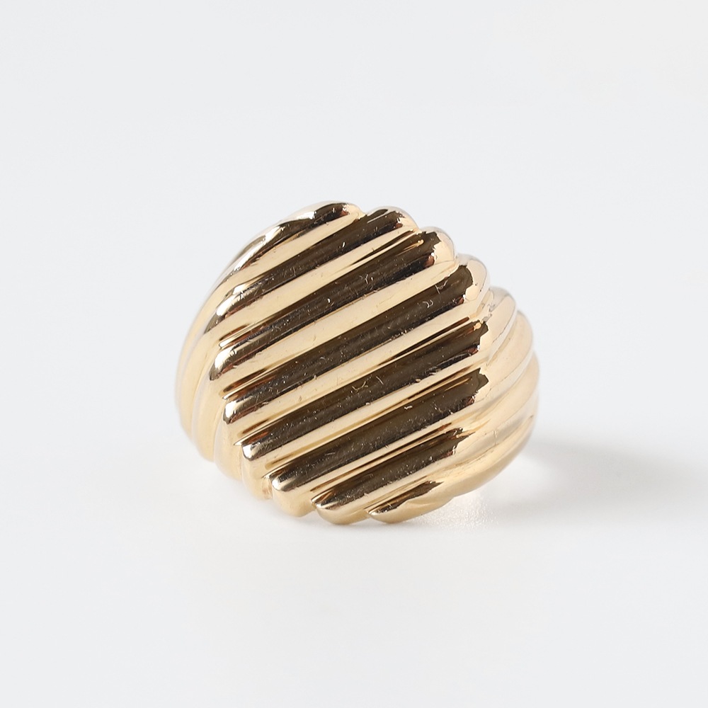 【VINTAGE】TIFFANY&Co. 14k Gold Ribbed Signet Ring