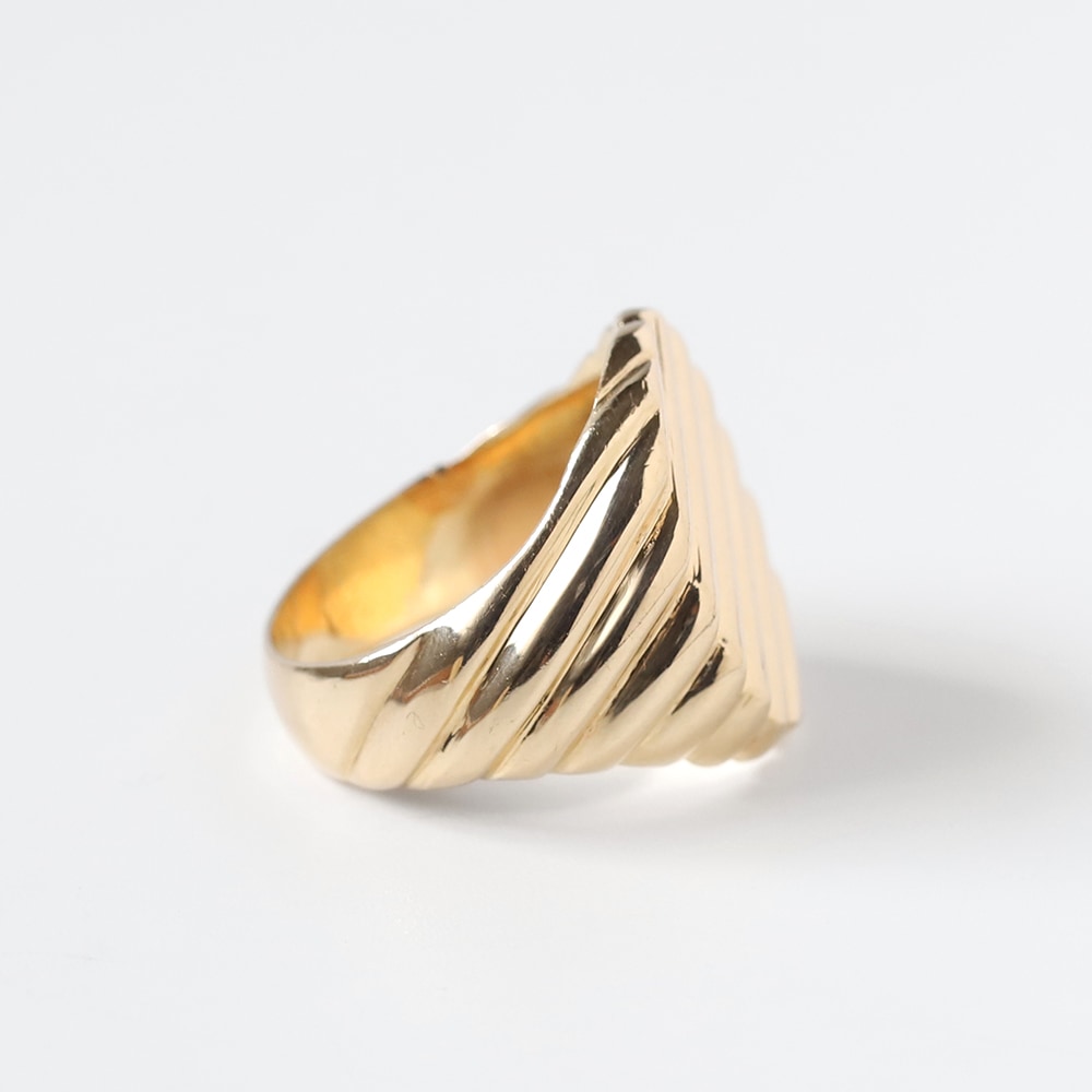 【VINTAGE】TIFFANY&Co. 14k Gold Ribbed Signet Ring