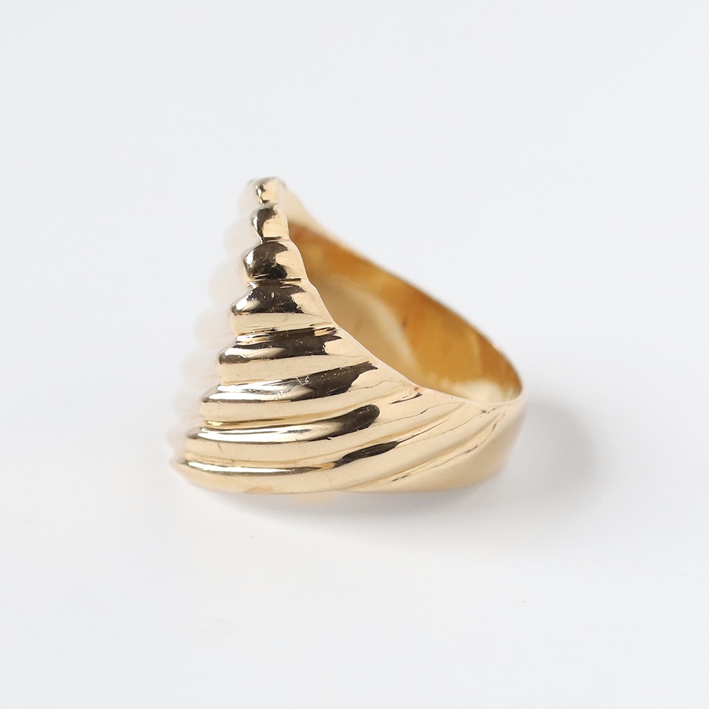 【VINTAGE】TIFFANY&Co. 14k Gold Ribbed Signet Ring